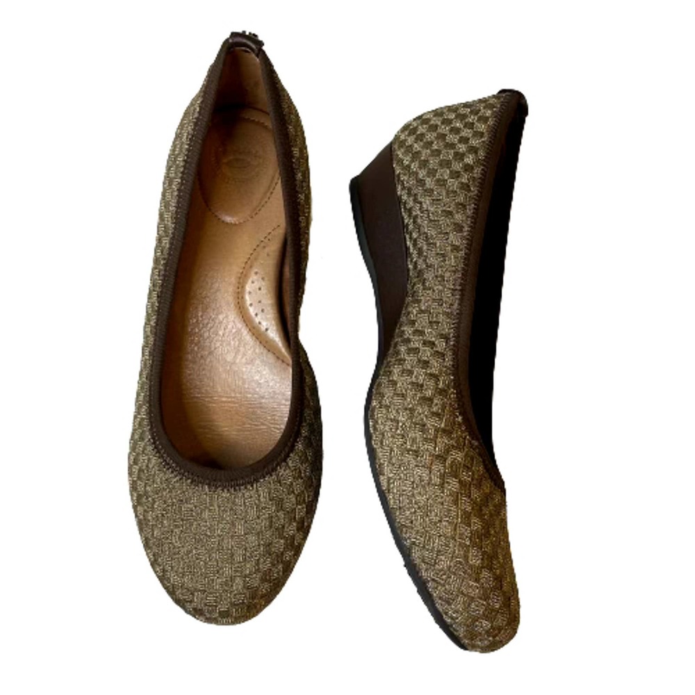 Nurture Metallic Bronze Basketweave Slip On Flats Shoes, 7.5M